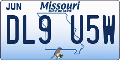 MO license plate DL9U5W