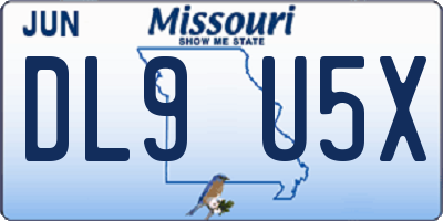 MO license plate DL9U5X