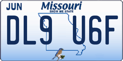 MO license plate DL9U6F