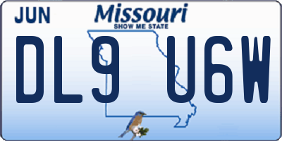MO license plate DL9U6W