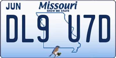 MO license plate DL9U7D