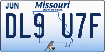MO license plate DL9U7F