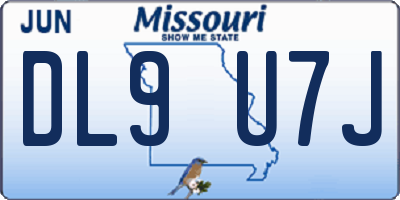 MO license plate DL9U7J