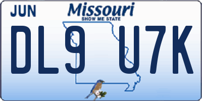 MO license plate DL9U7K
