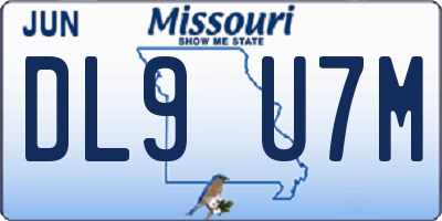 MO license plate DL9U7M