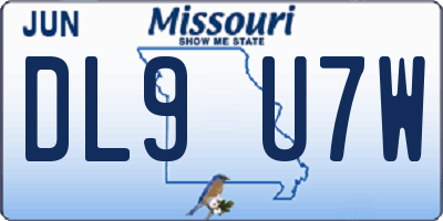 MO license plate DL9U7W