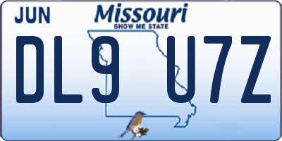 MO license plate DL9U7Z
