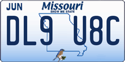 MO license plate DL9U8C