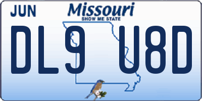 MO license plate DL9U8D