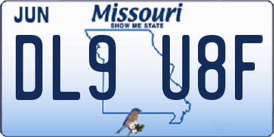 MO license plate DL9U8F