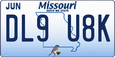 MO license plate DL9U8K