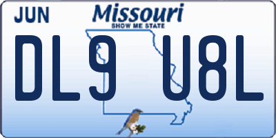 MO license plate DL9U8L