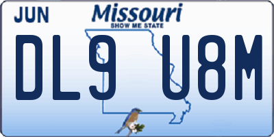 MO license plate DL9U8M