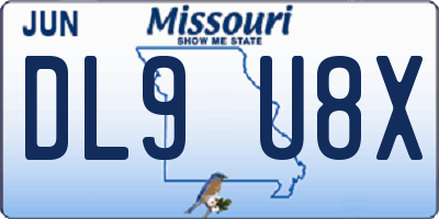 MO license plate DL9U8X