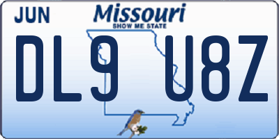 MO license plate DL9U8Z
