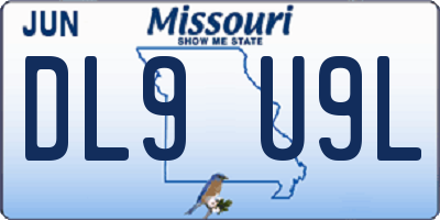 MO license plate DL9U9L