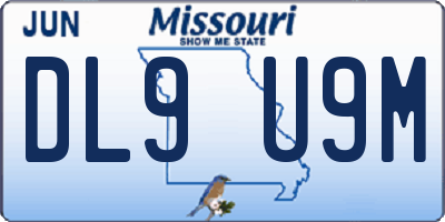MO license plate DL9U9M