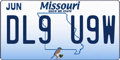 MO license plate DL9U9W