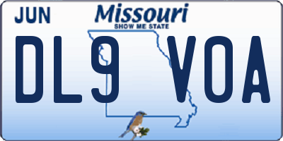 MO license plate DL9V0A