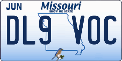 MO license plate DL9V0C
