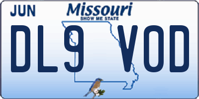 MO license plate DL9V0D