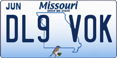 MO license plate DL9V0K