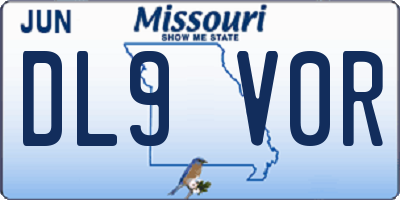 MO license plate DL9V0R