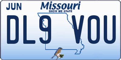 MO license plate DL9V0U