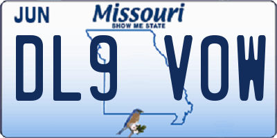 MO license plate DL9V0W