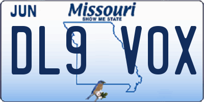 MO license plate DL9V0X
