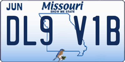 MO license plate DL9V1B