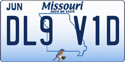 MO license plate DL9V1D
