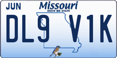MO license plate DL9V1K