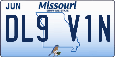 MO license plate DL9V1N