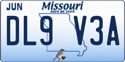 MO license plate DL9V3A