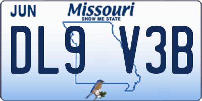 MO license plate DL9V3B