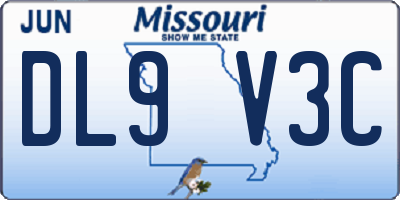 MO license plate DL9V3C