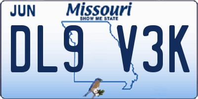 MO license plate DL9V3K