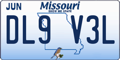 MO license plate DL9V3L