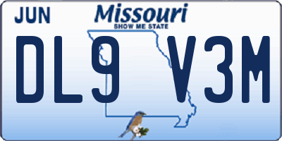 MO license plate DL9V3M