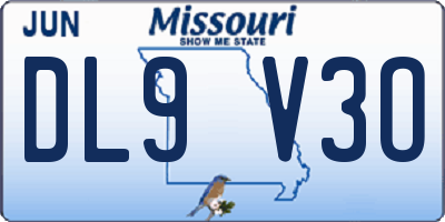 MO license plate DL9V3O
