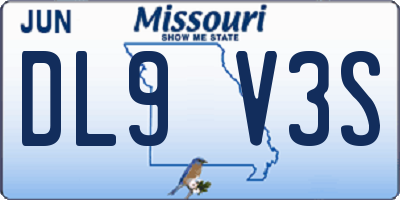 MO license plate DL9V3S
