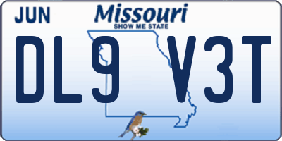 MO license plate DL9V3T