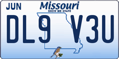 MO license plate DL9V3U