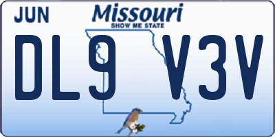 MO license plate DL9V3V