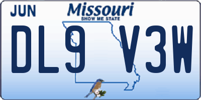 MO license plate DL9V3W