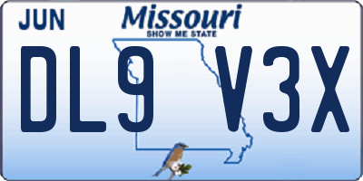 MO license plate DL9V3X