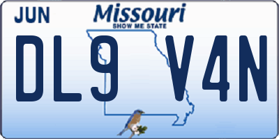 MO license plate DL9V4N