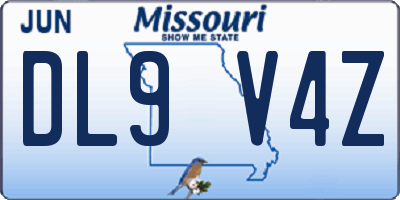 MO license plate DL9V4Z