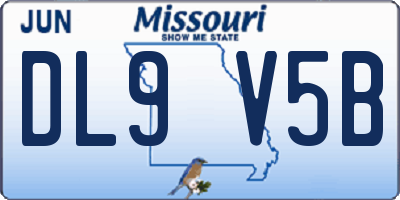 MO license plate DL9V5B